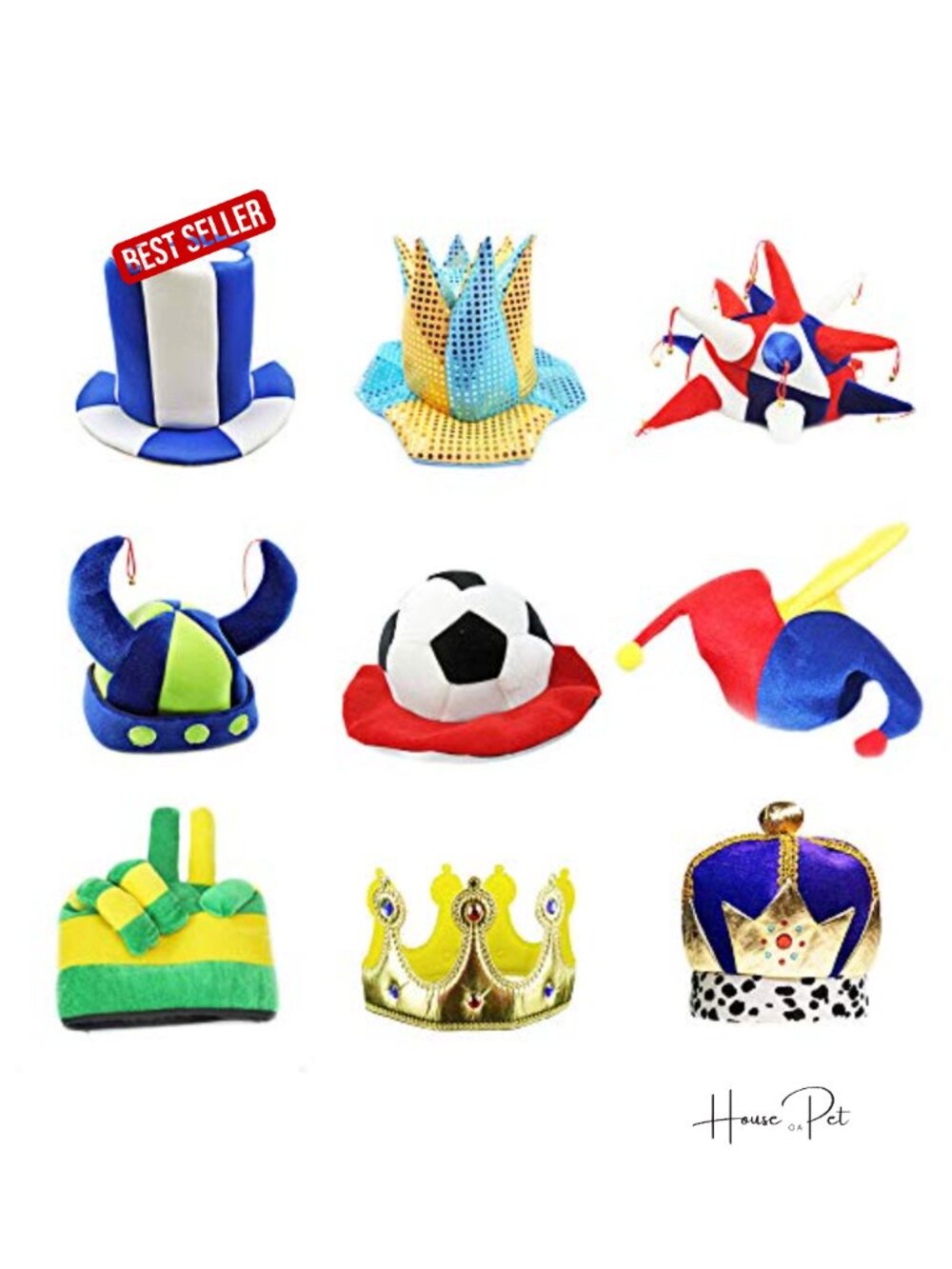 6 Pack Funny Novelty Costume Party Hats for Adults Photo Booth Props Birthday
